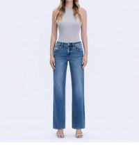 Vervet By Flying Monkey - Aileeah High Rise Full Length Slim Wide Jeans