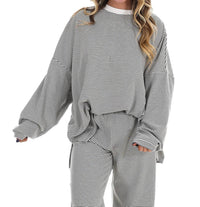 Things Between Made For More Striped Oversized Top in charcoal - women's sweater - view 6