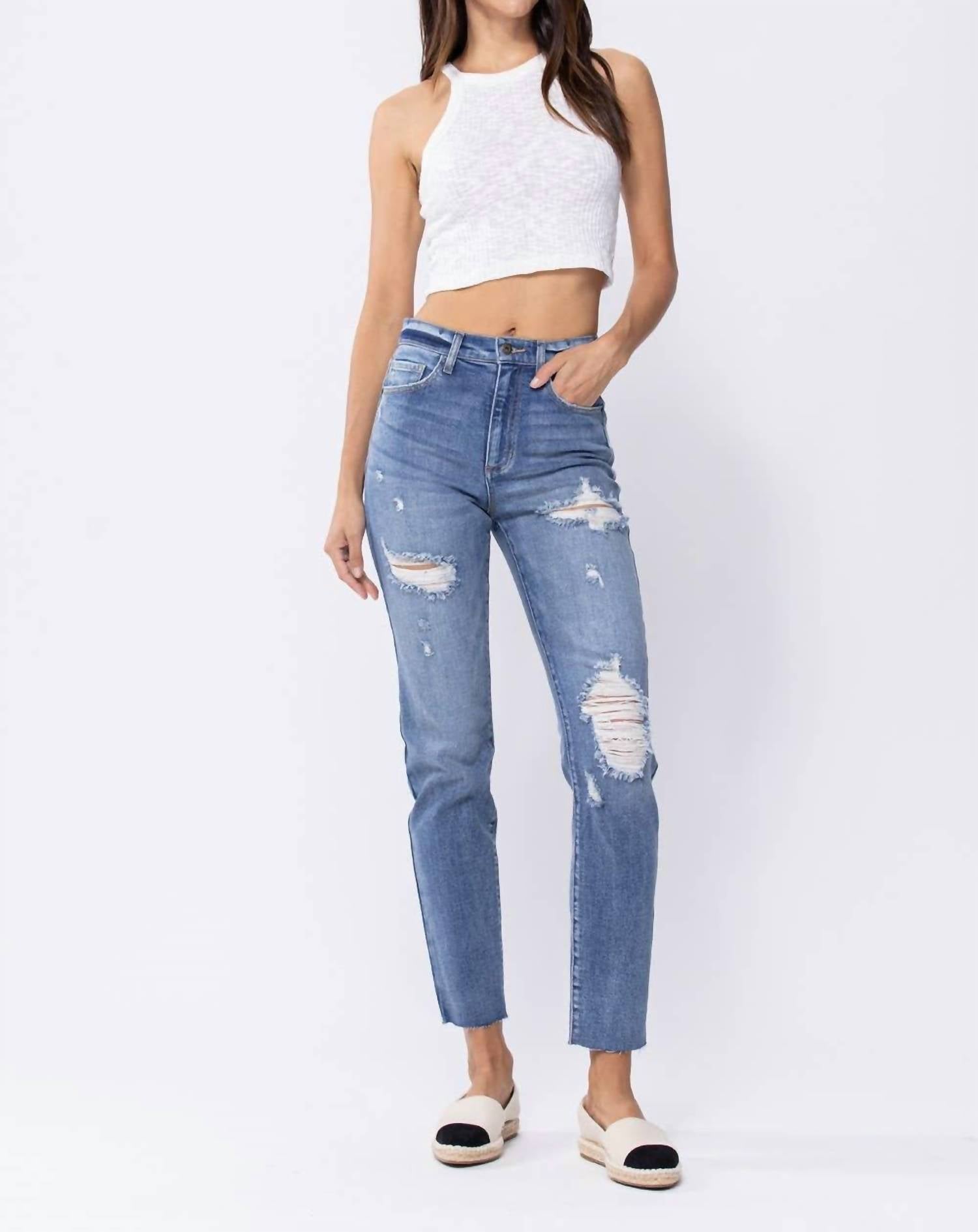 Sneak Peek - High-rise 90's Distressed Skinny Jean With Raw Hem