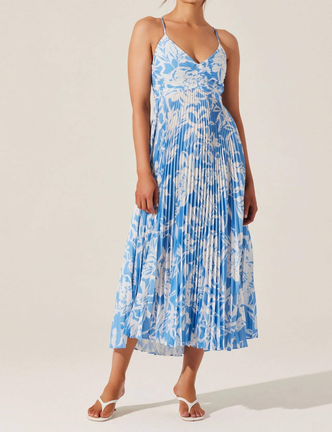 Astr - Blythe Floral Plisse Midi Dress