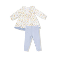 Angel Dear - Girls' Western Sunflower Dress And Ribbed Legging Set