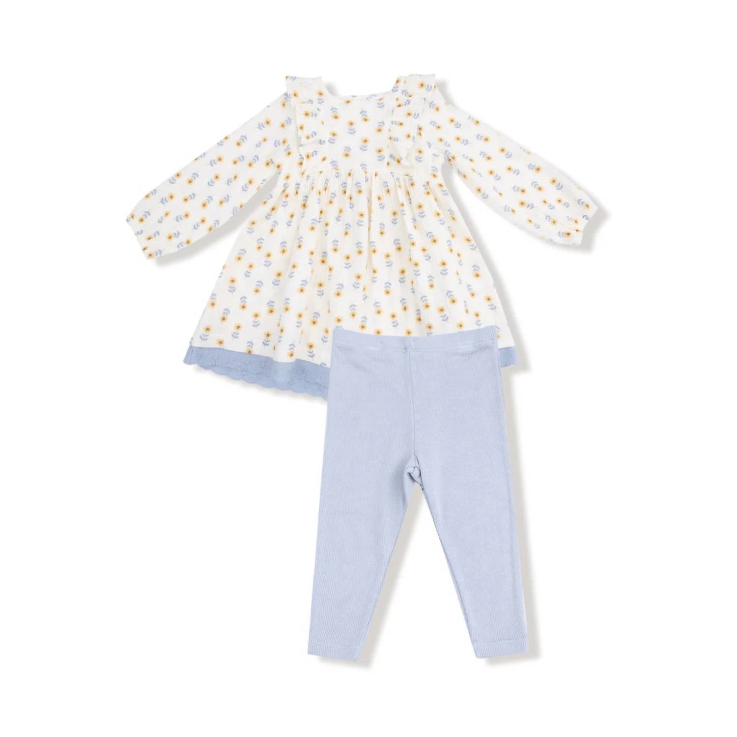 Angel Dear - Girls' Western Sunflower Dress And Ribbed Legging Set