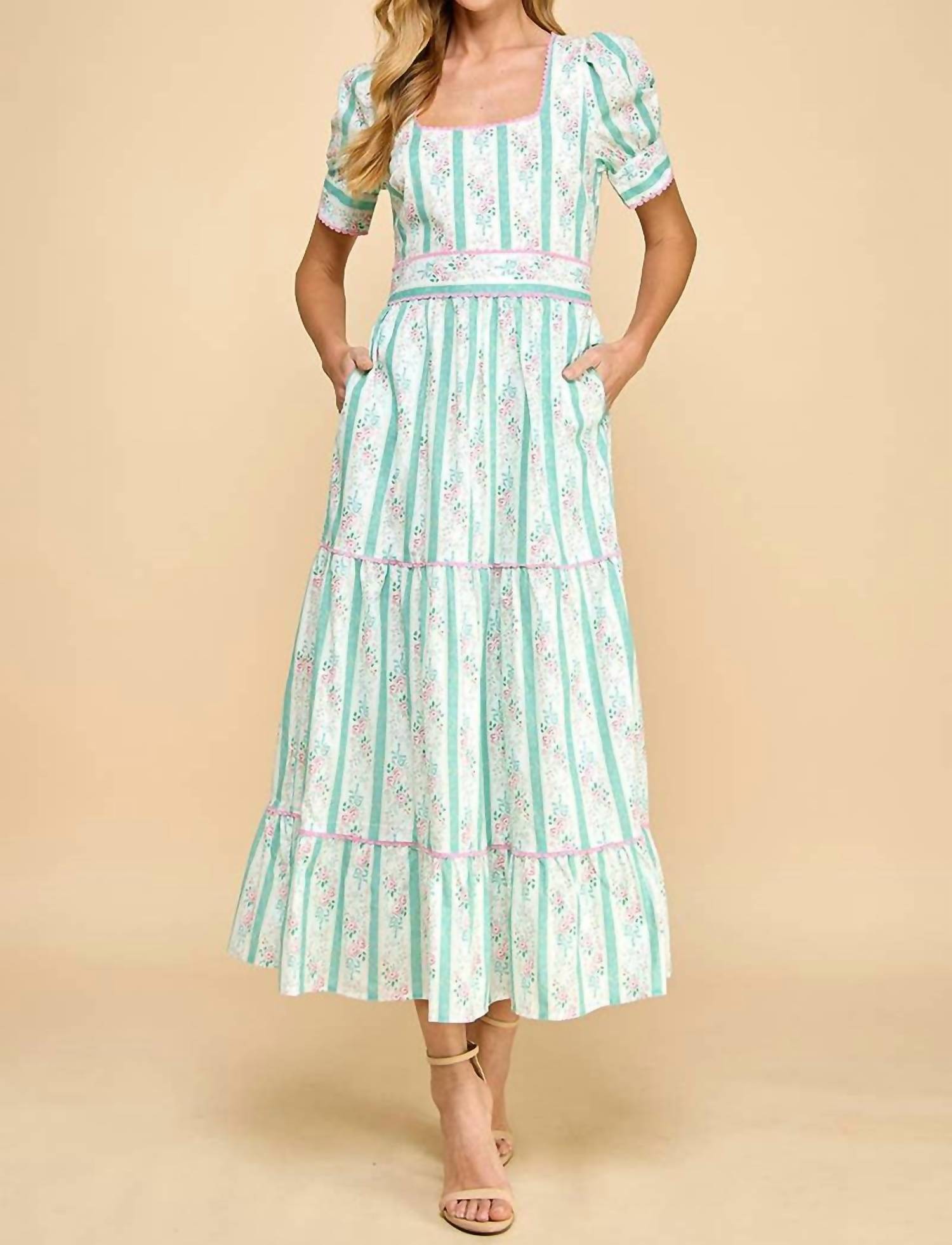 Tcec - Puff Sleeve Midi Dress