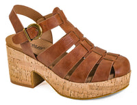 Corkys Footwear Women's Fishin For A Compliment Chunky Block Heel in bourbon - women's heels - detail view