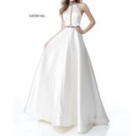 Sherri Hill Beaded Halter Ball Gown in ivory - women's dress