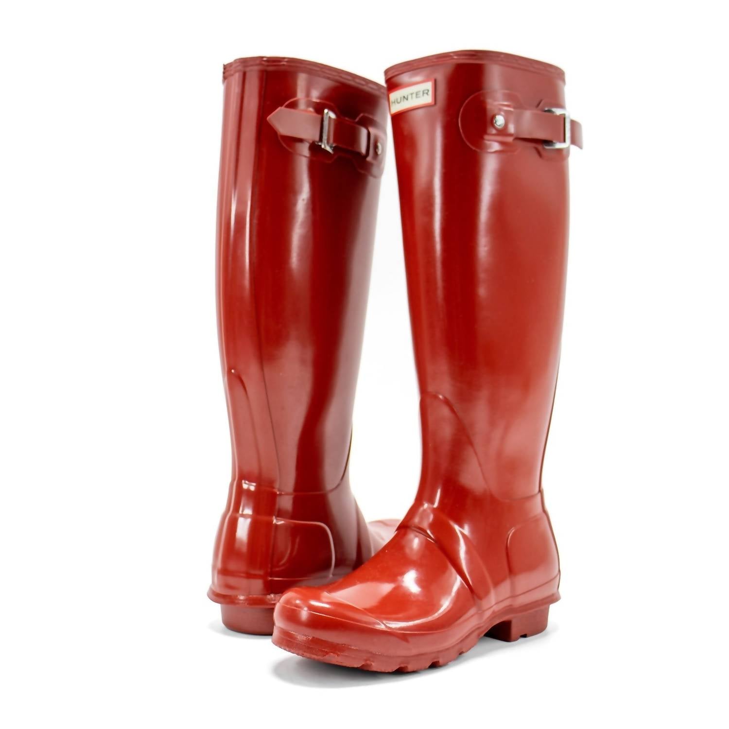 HUNTER Women's Original Tall Gloss Rain Boots in military red - women's shoe - view 6