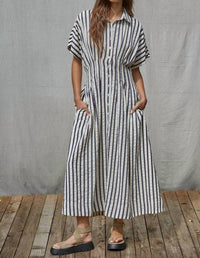 By Together - Striped Buttondown Maxi Shirtdress