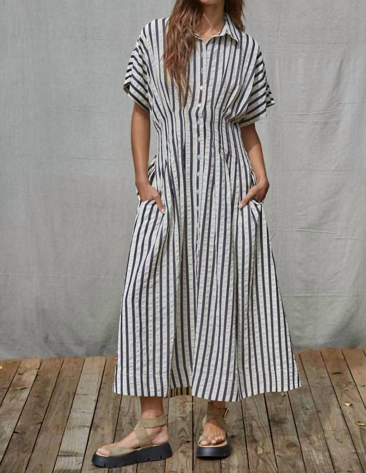 By Together - Striped Buttondown Maxi Shirtdress