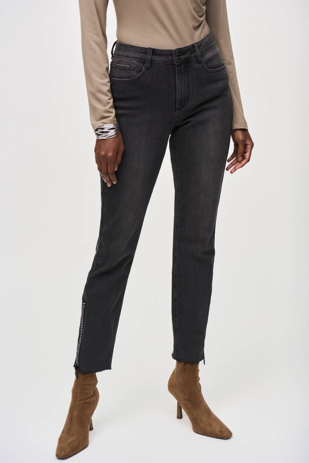 Joseph Ribkoff - Embellished Ankle Zip Slim Jean