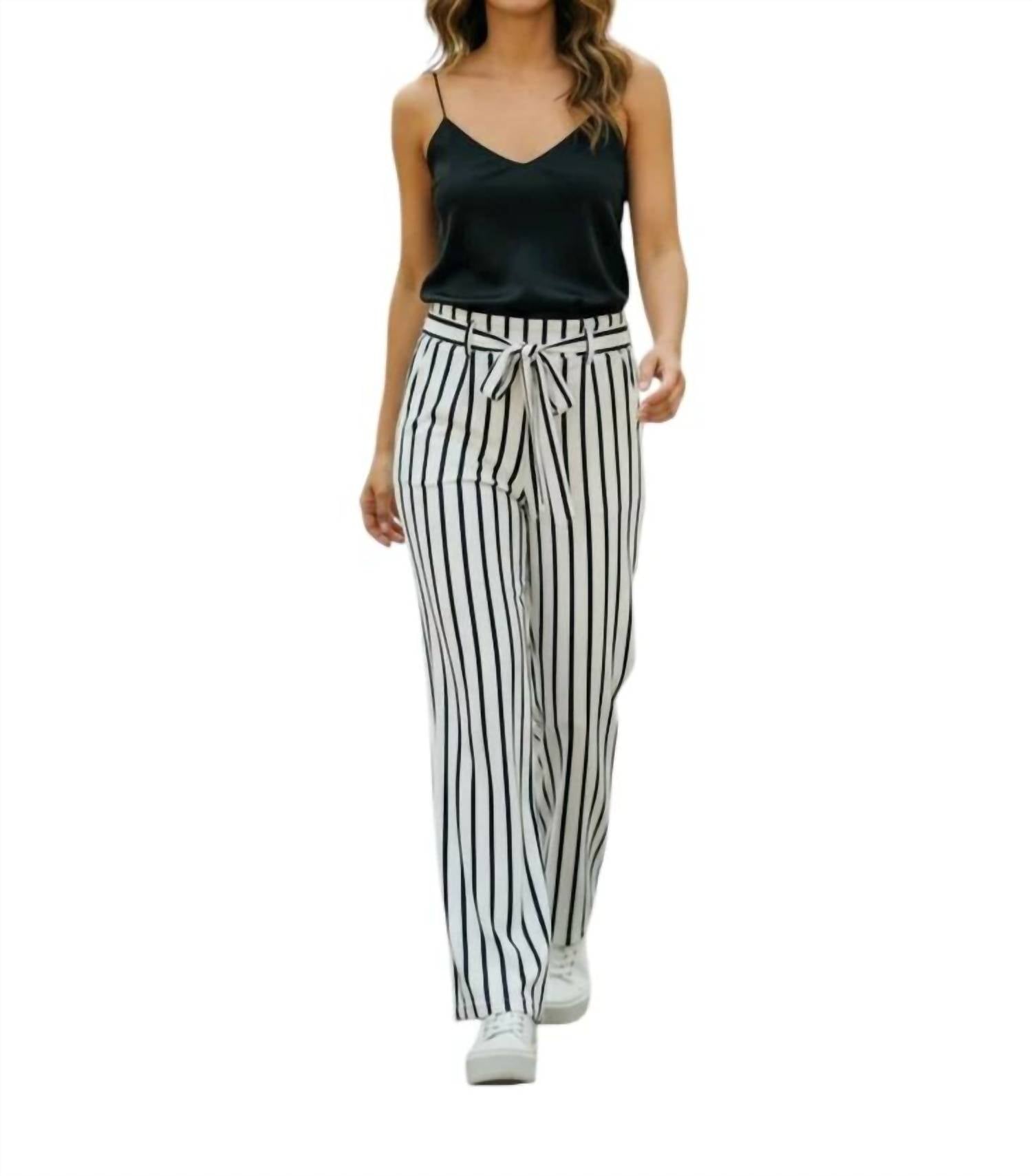 Joseph Ribkoff - Striped Knit Wide Leg Pants