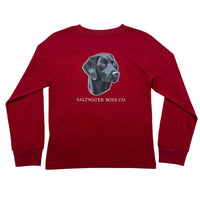 Saltwater Boys Co. Black Lab Tee in maroon - kids' shirt - view 4