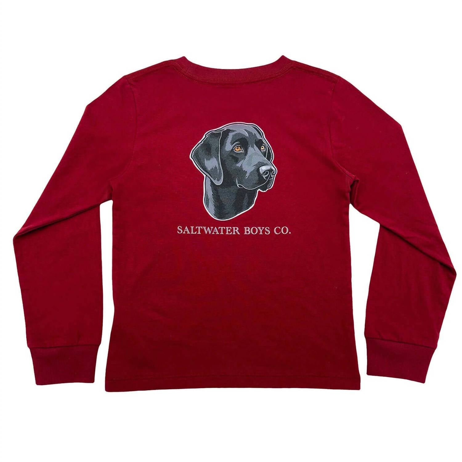 Saltwater Boys Co. Black Lab Tee in maroon - kids' shirt - view 4