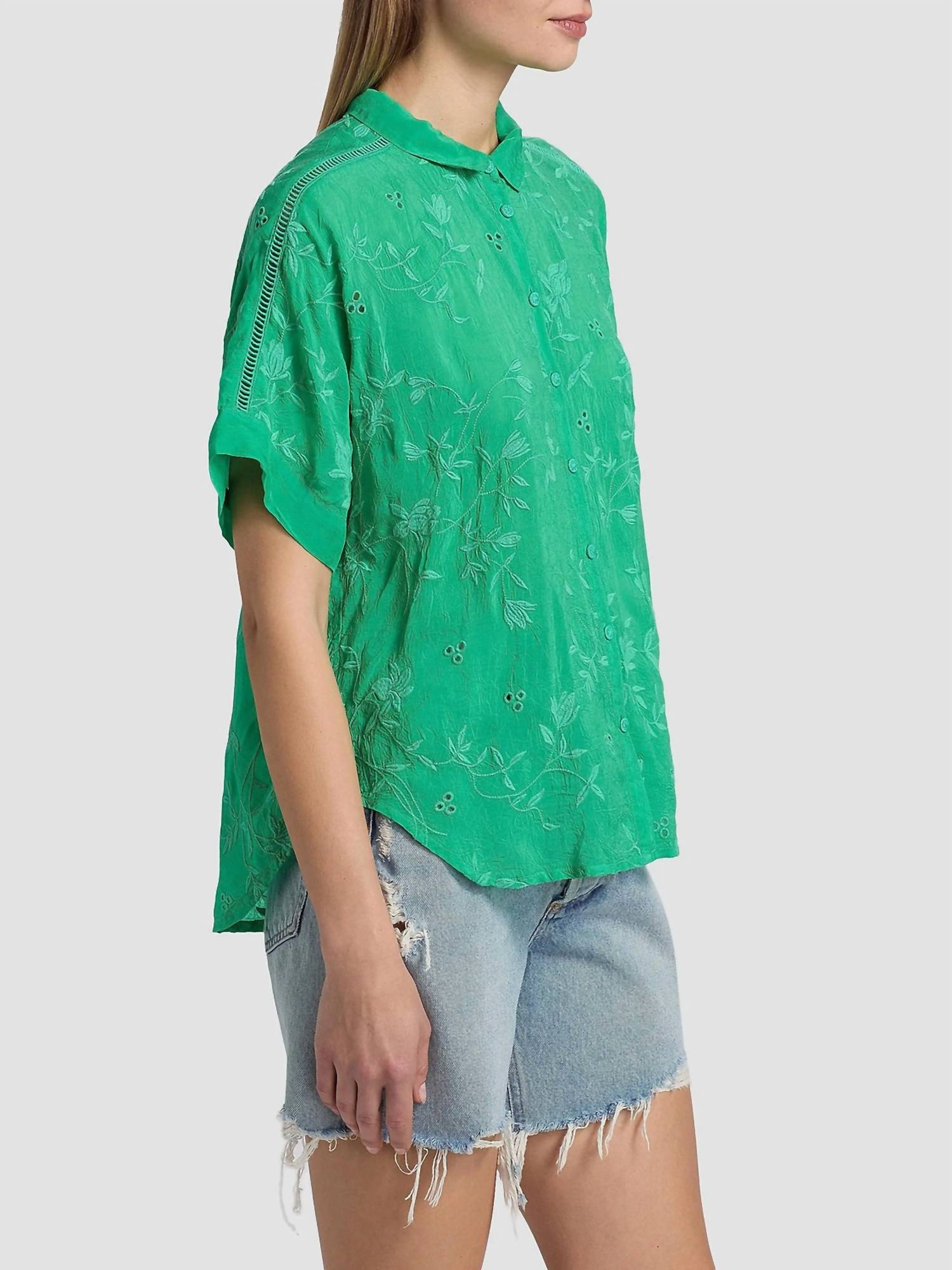 Johnny Was - AUDREY EYELET SHORT SLEEVE SHIRT
