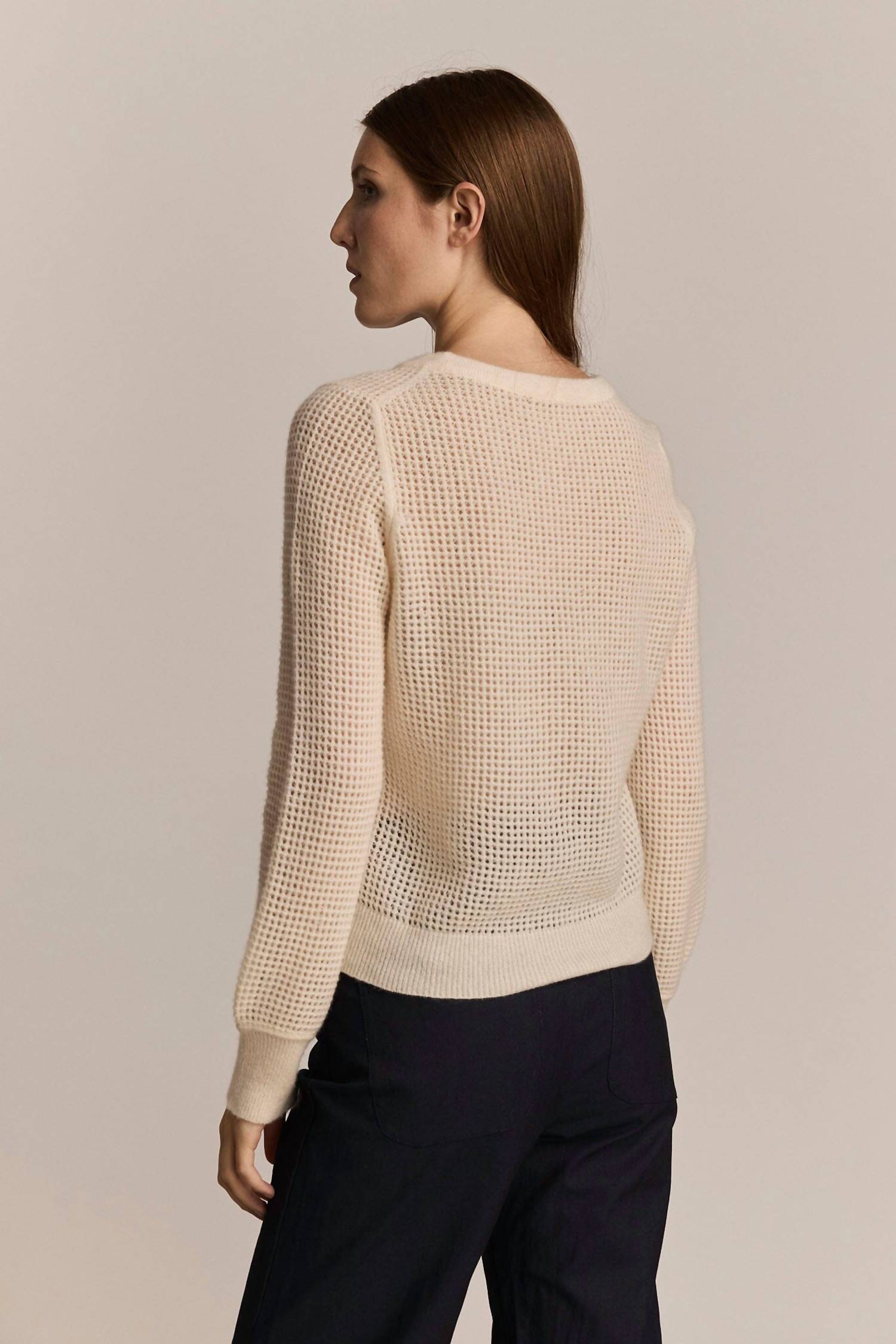 M.PATMOS Maria Mesh Pullover Sweater in ivory - women's sweater - alternate view
