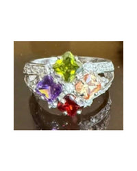 P & K Jewelry Women's Sterling Silver Cubic Zirconia Ring in silver multi - women's jewelry