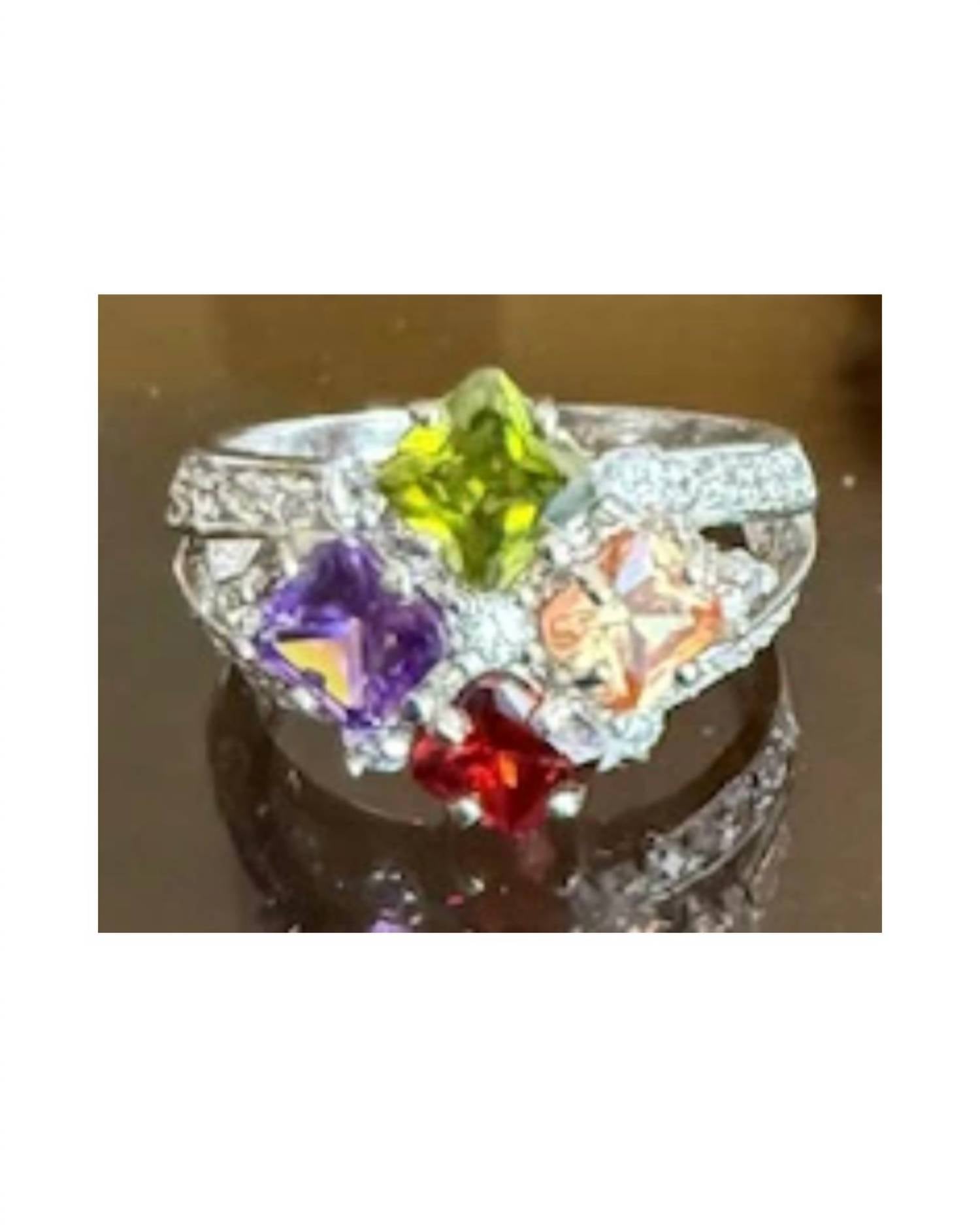 P & K Jewelry Women's Sterling Silver Cubic Zirconia Ring in silver multi - women's jewelry