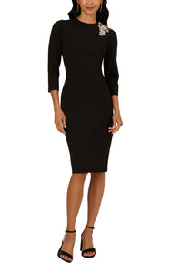 Adrianna Papell - Three-quarter Sleeve Floral Dress