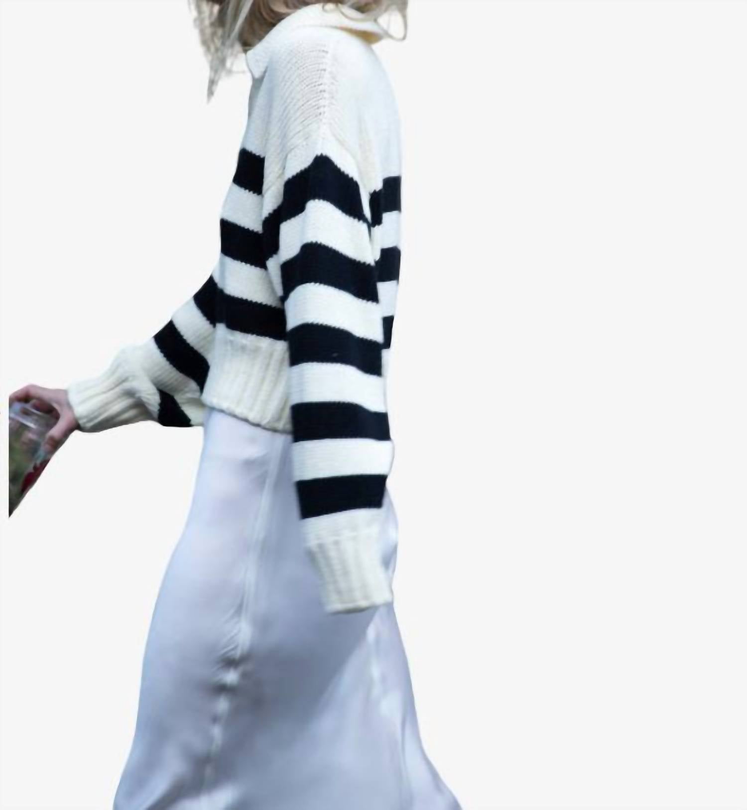 CIAO LUCIA Venezia Polo Sweater in ivory - women's sweater - detail view