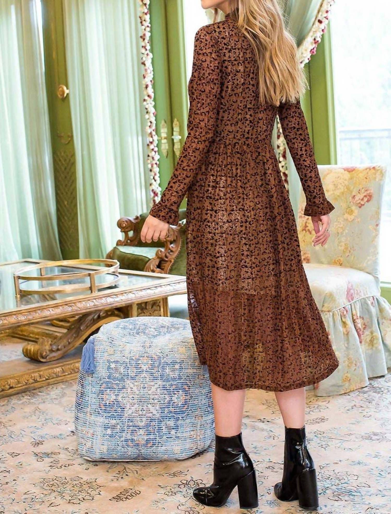 Thml - Devore Leopard Print Midi Dress