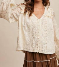 Listicle Britt Embroidered Lace Blouse in ivory - women's blouse - view 6