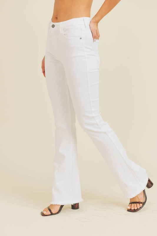 Just Black Denim - High Rise Frayed Bootcut Jeans