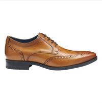 JOHNSTON & MURPHY Men's Gibbons Wingtip Oxfords in tan hand stain full grain - men's shoe - detail view