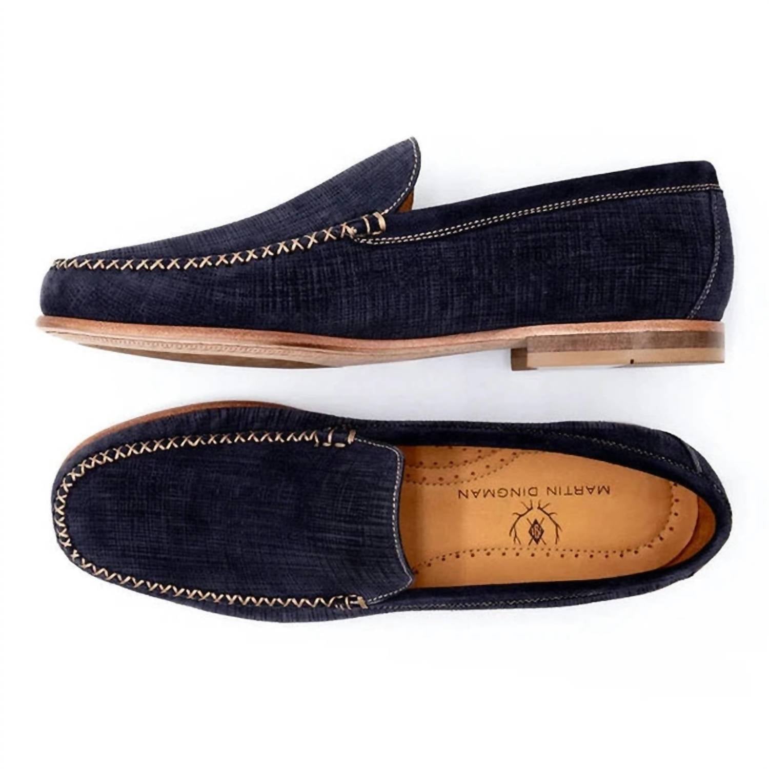 Martin Dingman Men's Country Club Venetian Loafers in navy - men's loafer - detail view