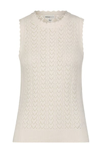 Minnie Rose - Heart Pointelle Scalloped Tank Top