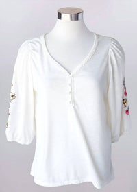 Keren Hart - Women's Embroidered Sleeves Top