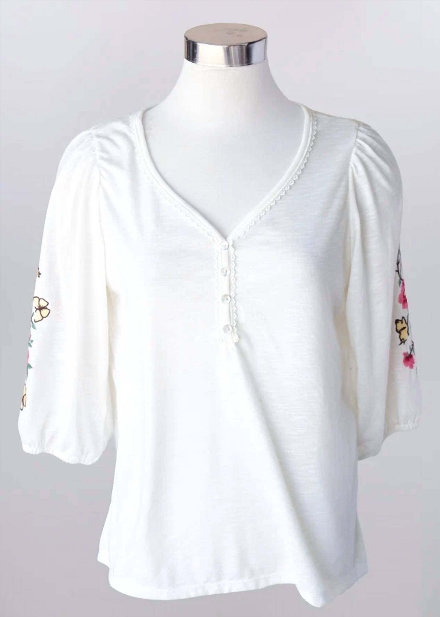 Keren Hart - Women's Embroidered Sleeves Top