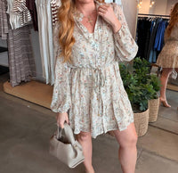 Fate Zoe Floral Mini Dress in taupe - women's dress