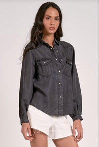 Elan - Darcy Pearl Snap Button Down