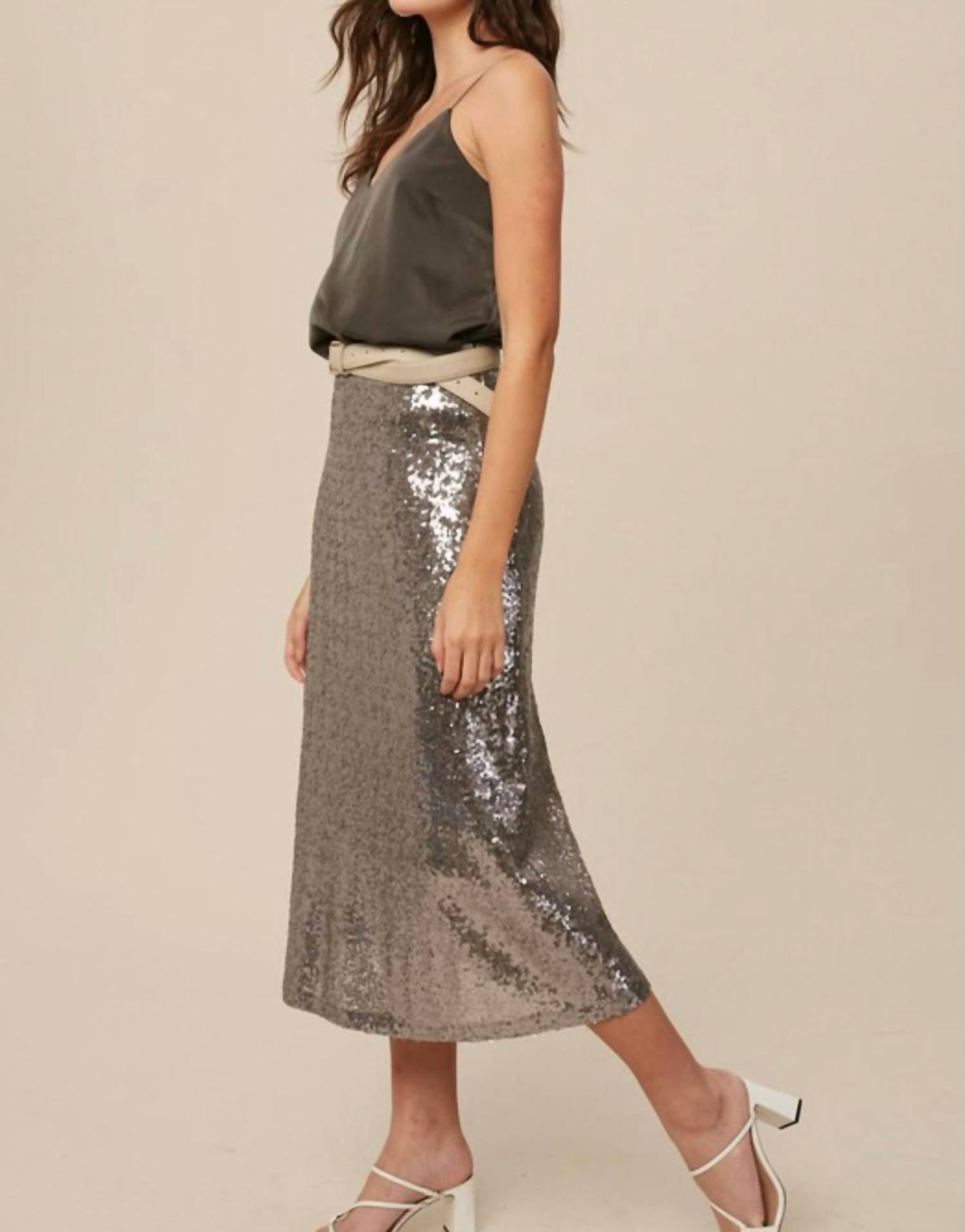 Listicle - Vegas Sequined Midi Skirt