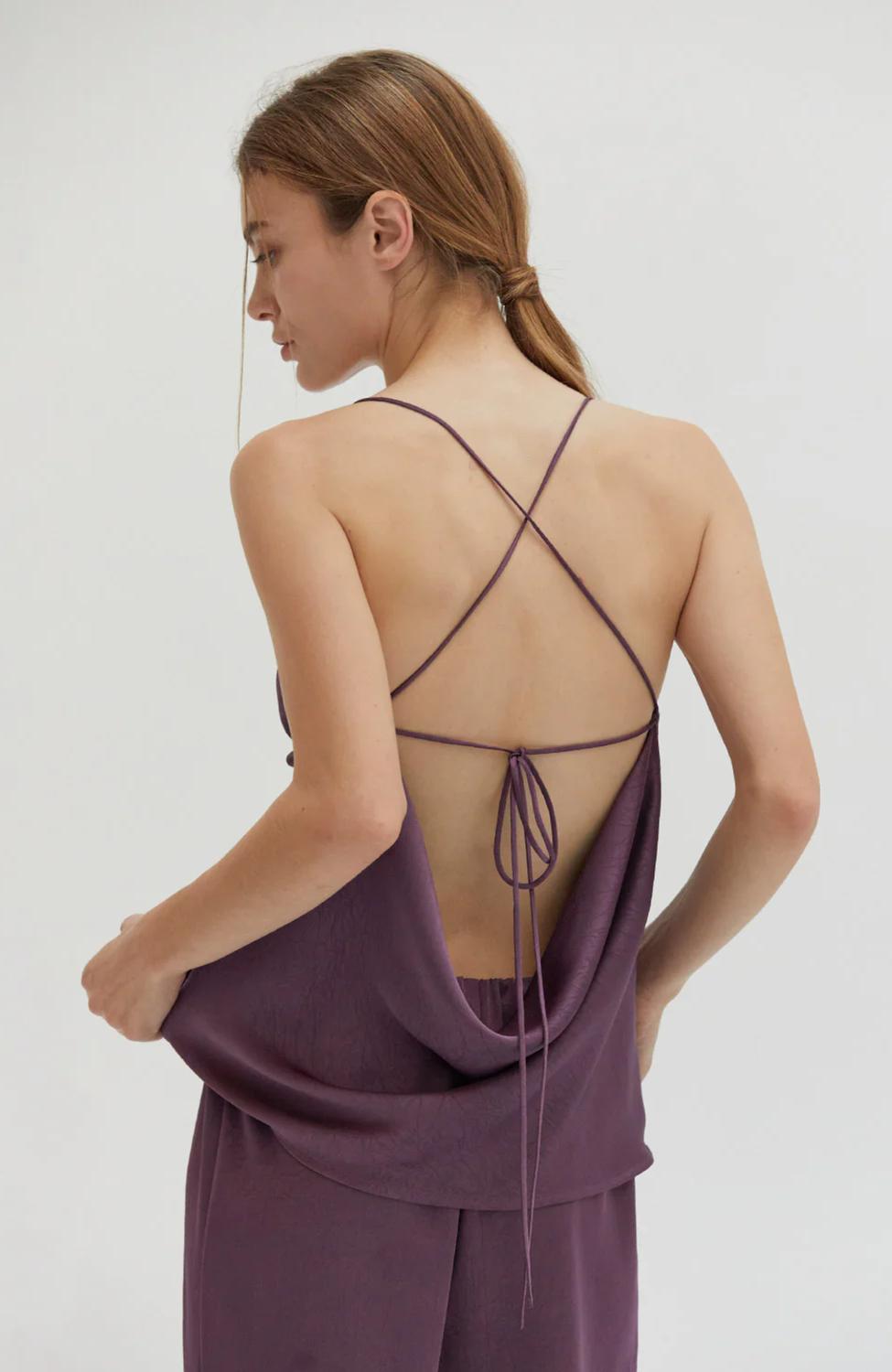 Crescent - Emberly Cowl Neck Satin Top