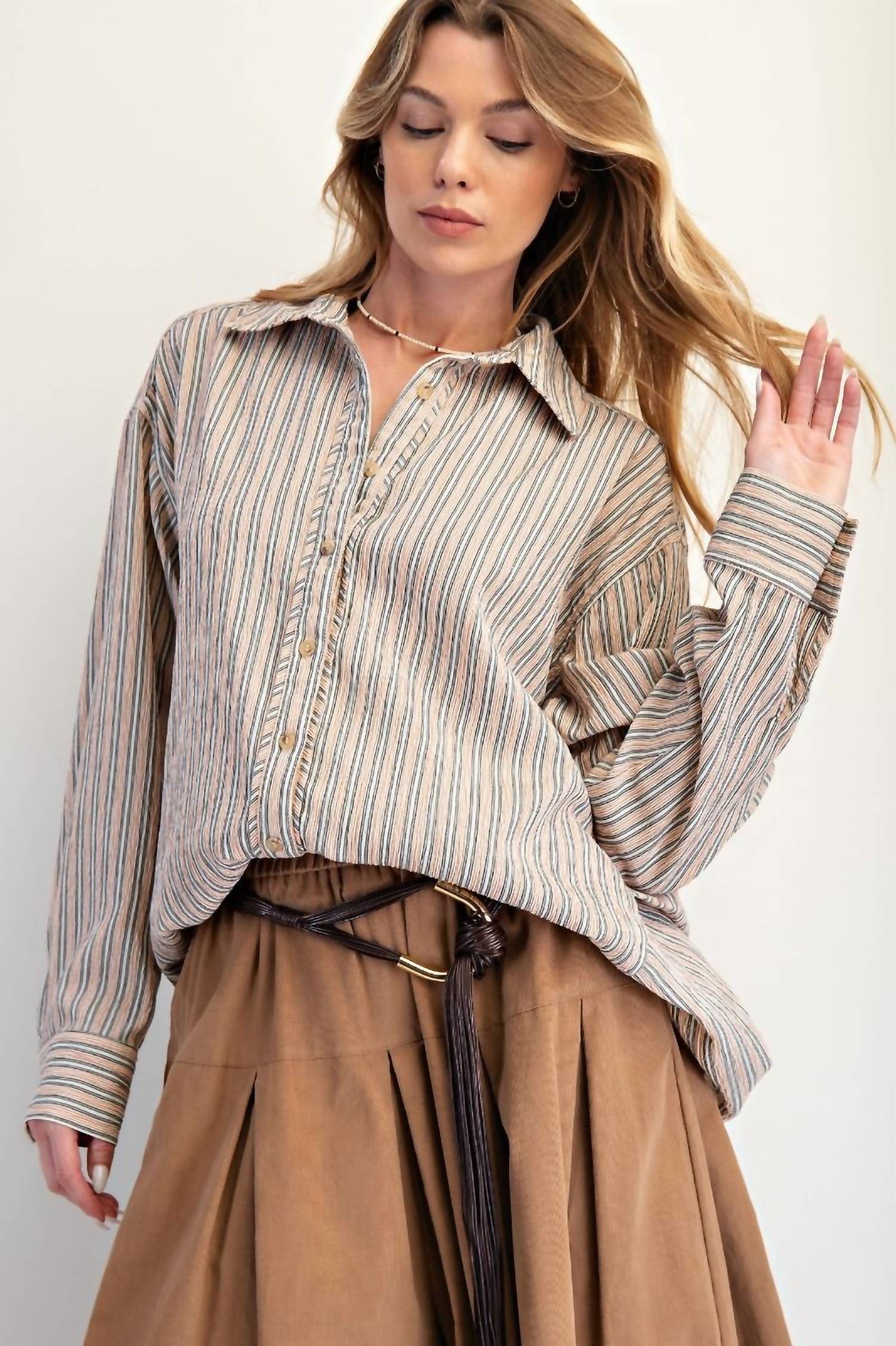 Easel - Stripe Button Down Shirt