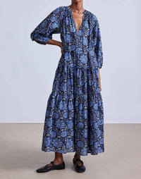 APIECE APART Luminile Tier Maxi Dress in heritage sky - women's dress
