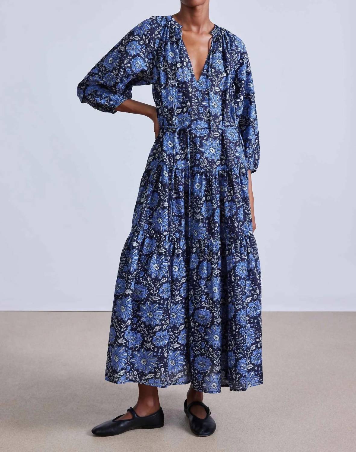 APIECE APART Luminile Tier Maxi Dress in heritage sky - women's dress
