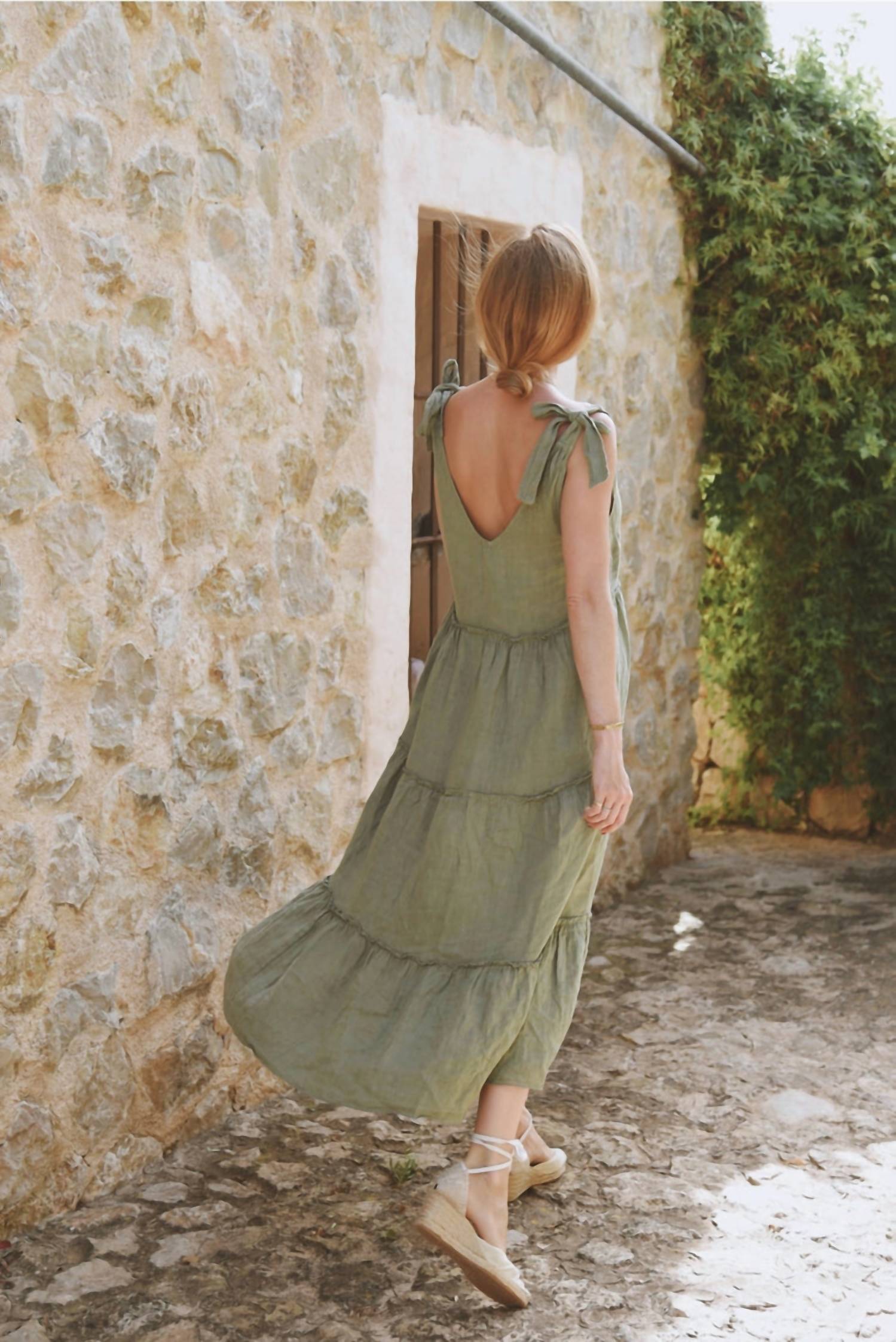 Beachwood Baby - Summer Backless Loose Ruffled Hem Maxi Dress