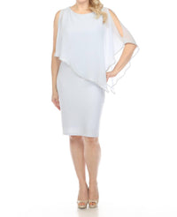 Joseph Ribkoff - Rhinestone Chiffon Overlay Sheath Dress