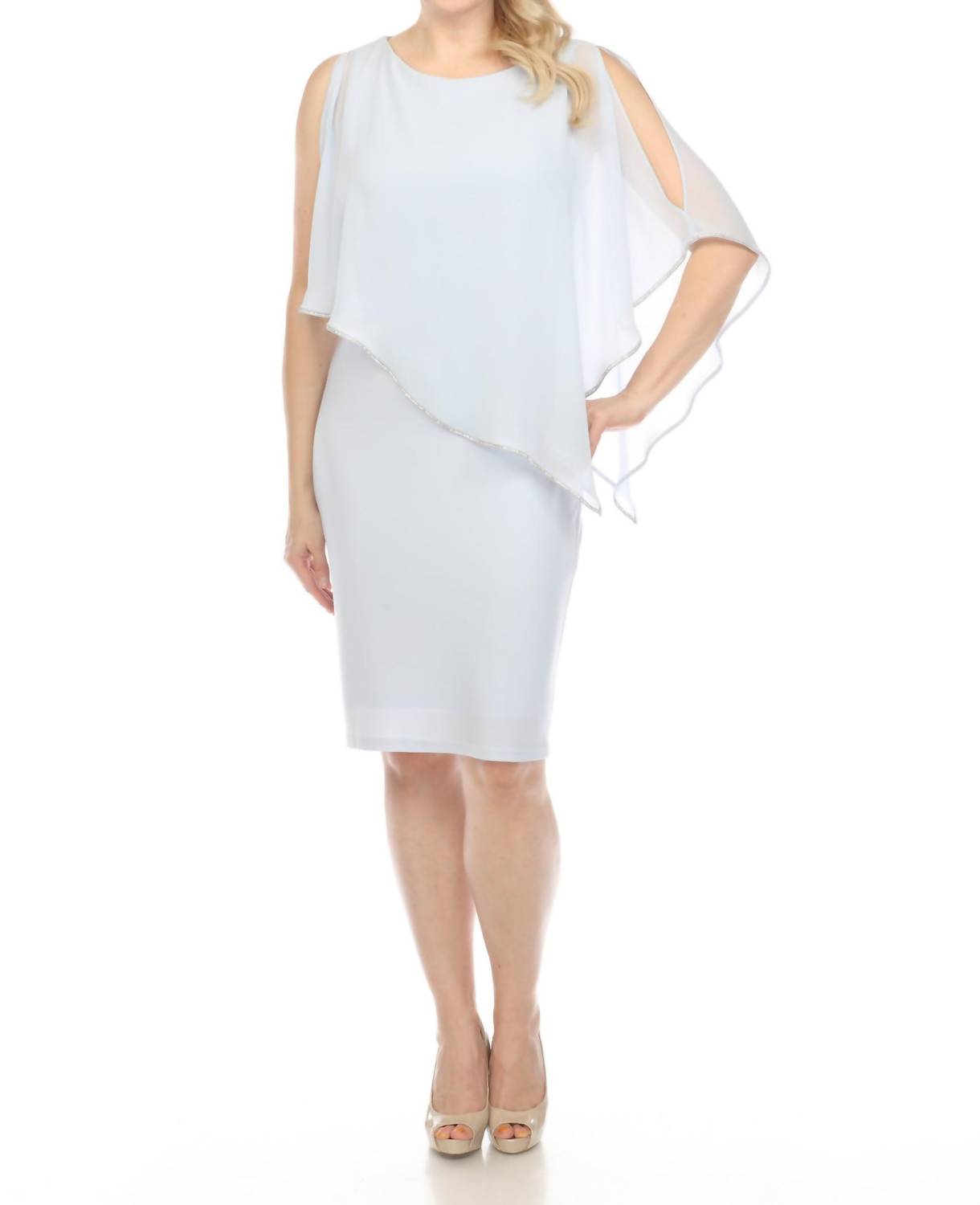 Joseph Ribkoff - Rhinestone Chiffon Overlay Sheath Dress