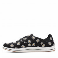 Clarks Women's Cloudsteppers Breeze Ave Lace Up Sneaker in black canvas - women's sneaker - detail view