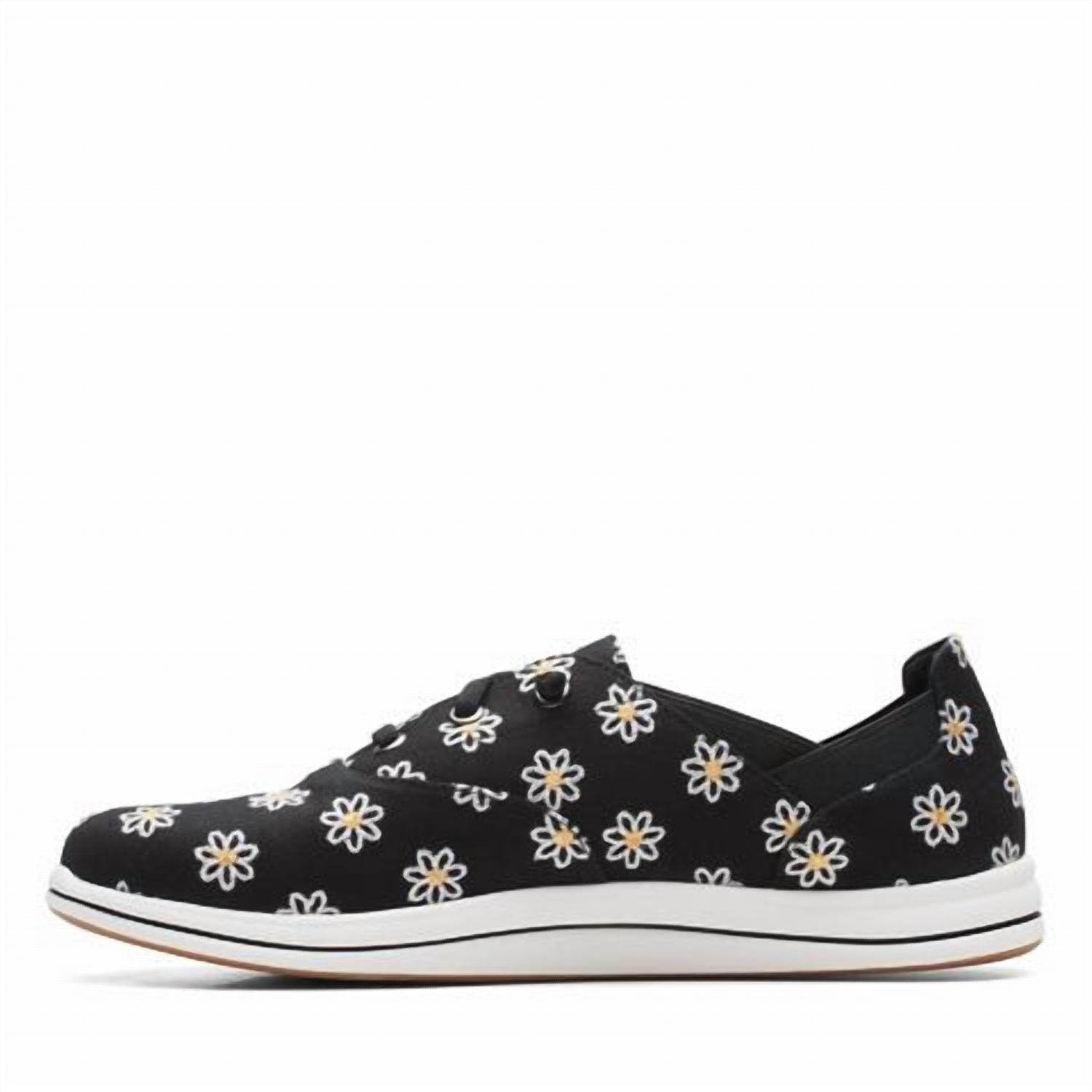 Clarks Women's Cloudsteppers Breeze Ave Lace Up Sneaker in black canvas - women's sneaker - detail view