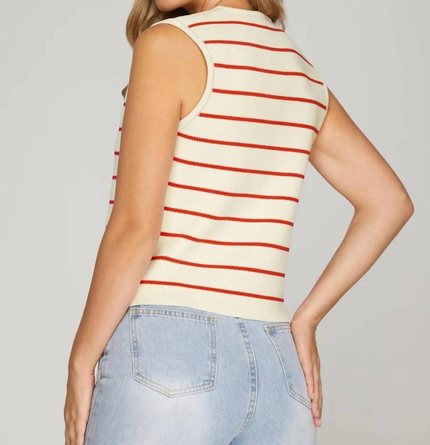 She + Sky - Harbor Sleveless Stripe Knit Vest