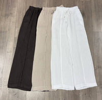 Femme Fatale - Women's Jackie Linen Wide Leg Pants With Fringe Detail