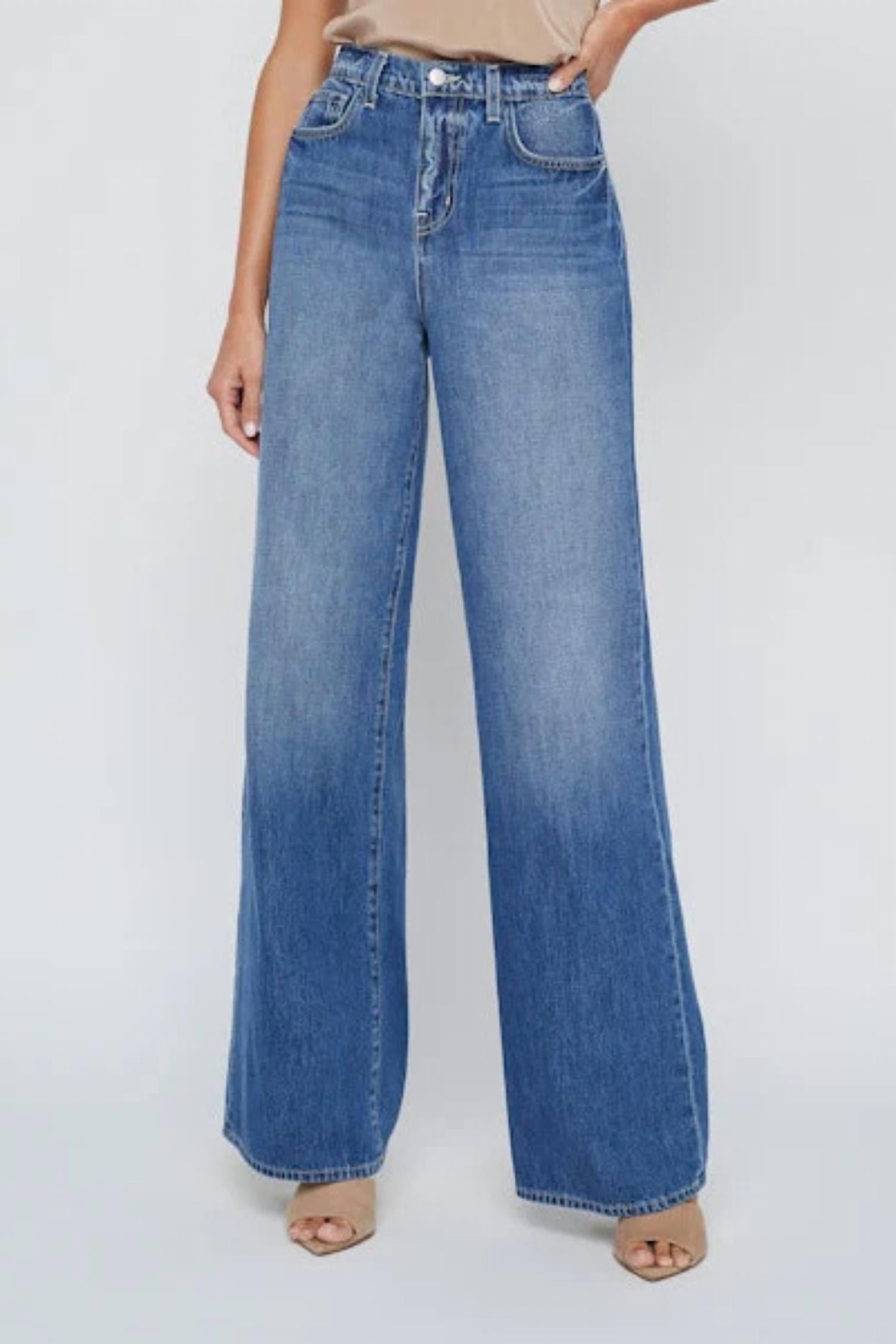 L'Agence Alicent High Rise Sneaker Flare Jeans in brentwood - women's jeans
