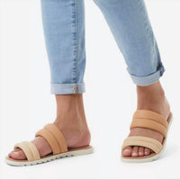 SOREL Women's Ella II Puff Slide in ceramic sea salt - women's sandal - detail view