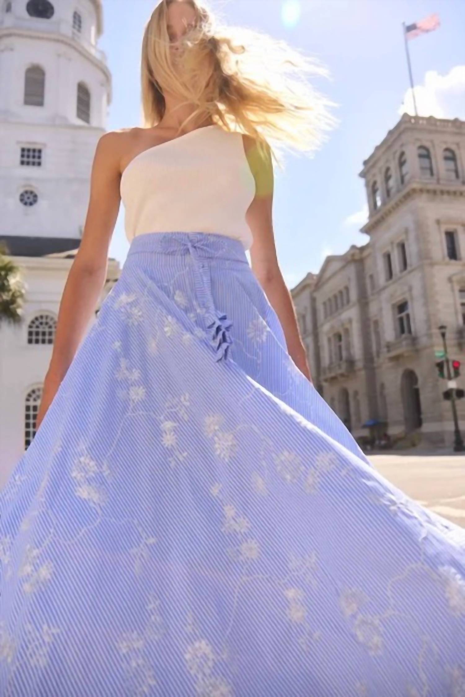 Hunter Bell - Thistle Embroidered Midi Skirt