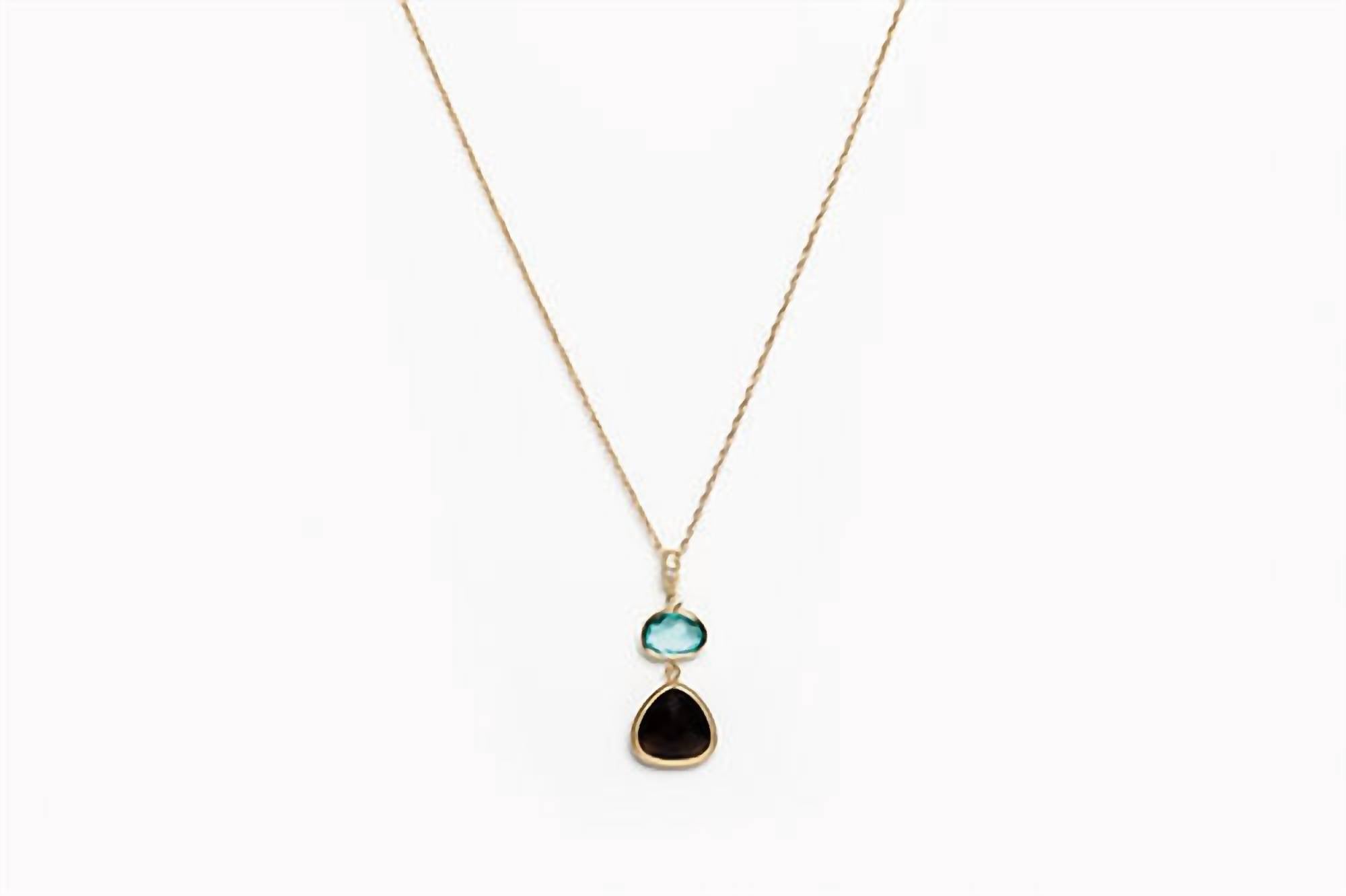 Avenue Chic - Women's Two Drop Oval Orchid Necklace