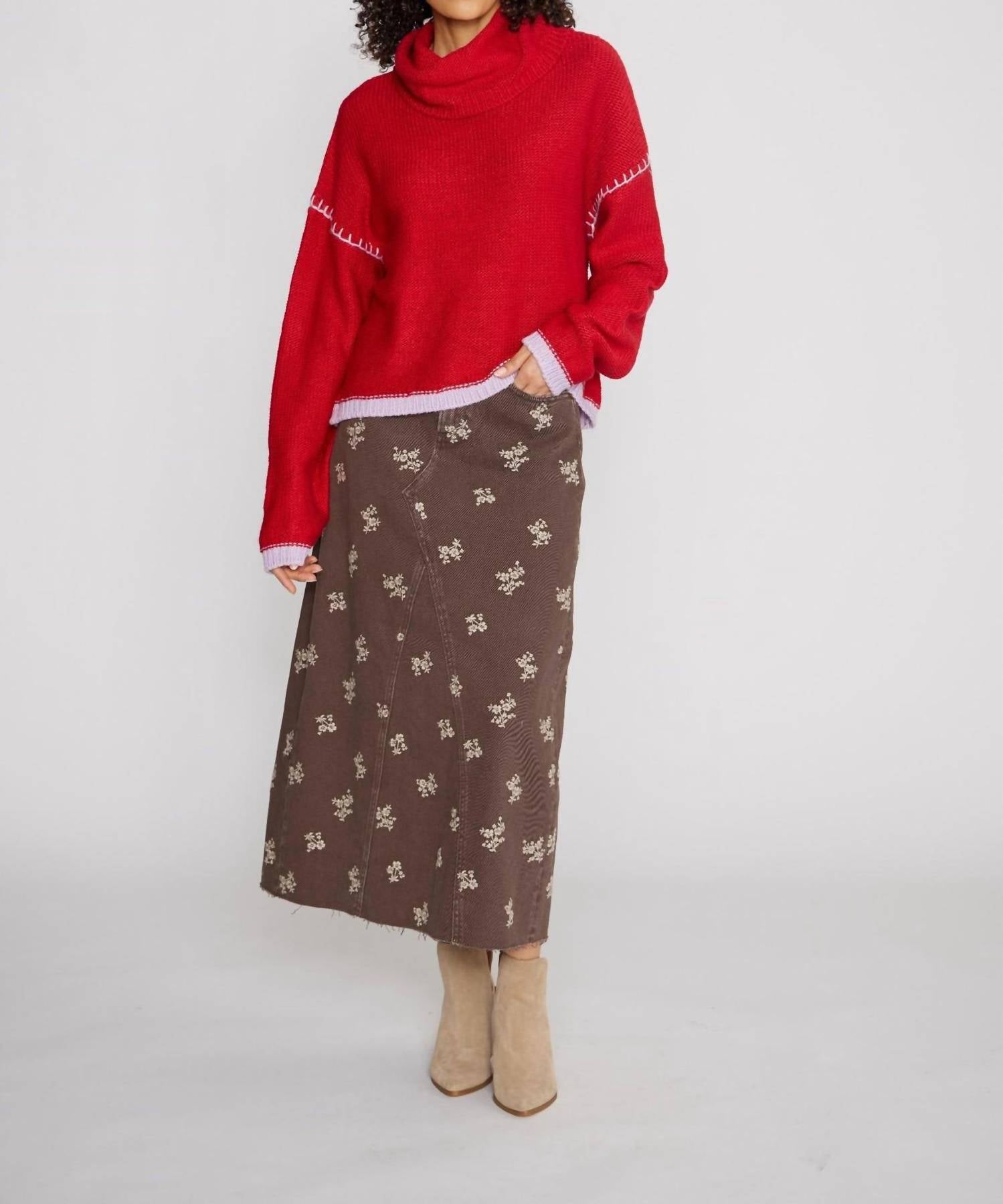 Driftwood - Cowl Neck Sweater with Contrast Stich