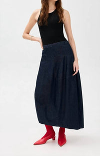 Tibi - Denim Asymmetrical Balloon Skirt - Short